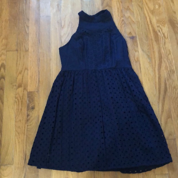 Xhilaration Dresses & Skirts - Navy Eyelet Dress with High Neckline